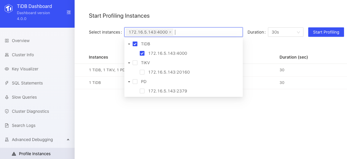 Instance profiling
