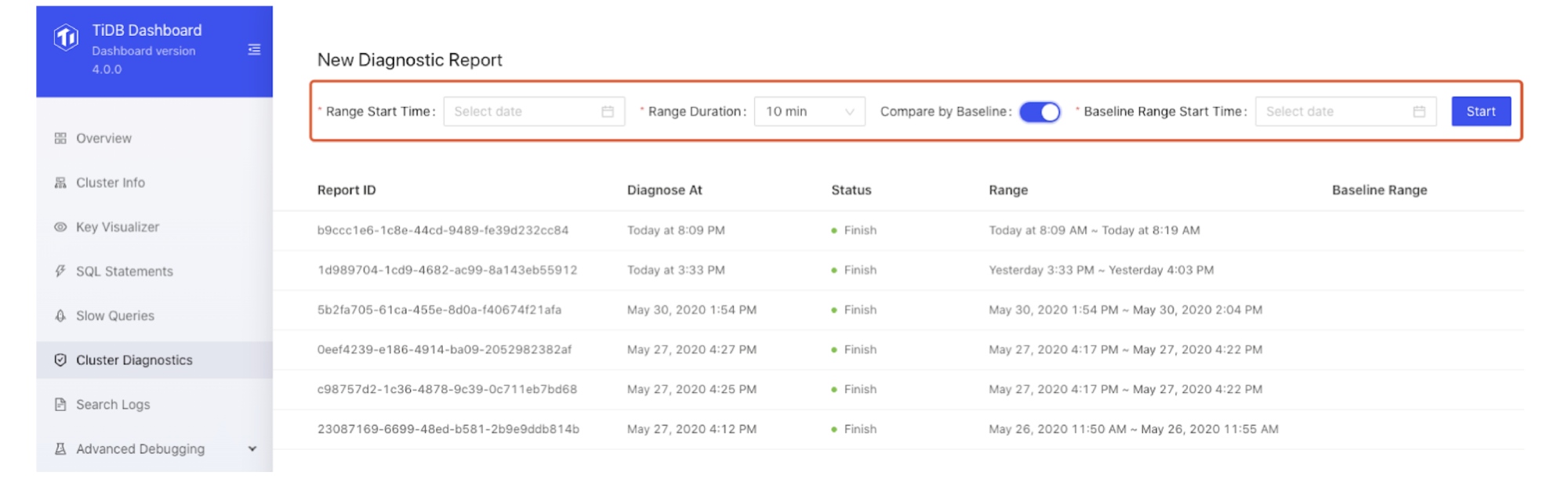 Generate a comparison report