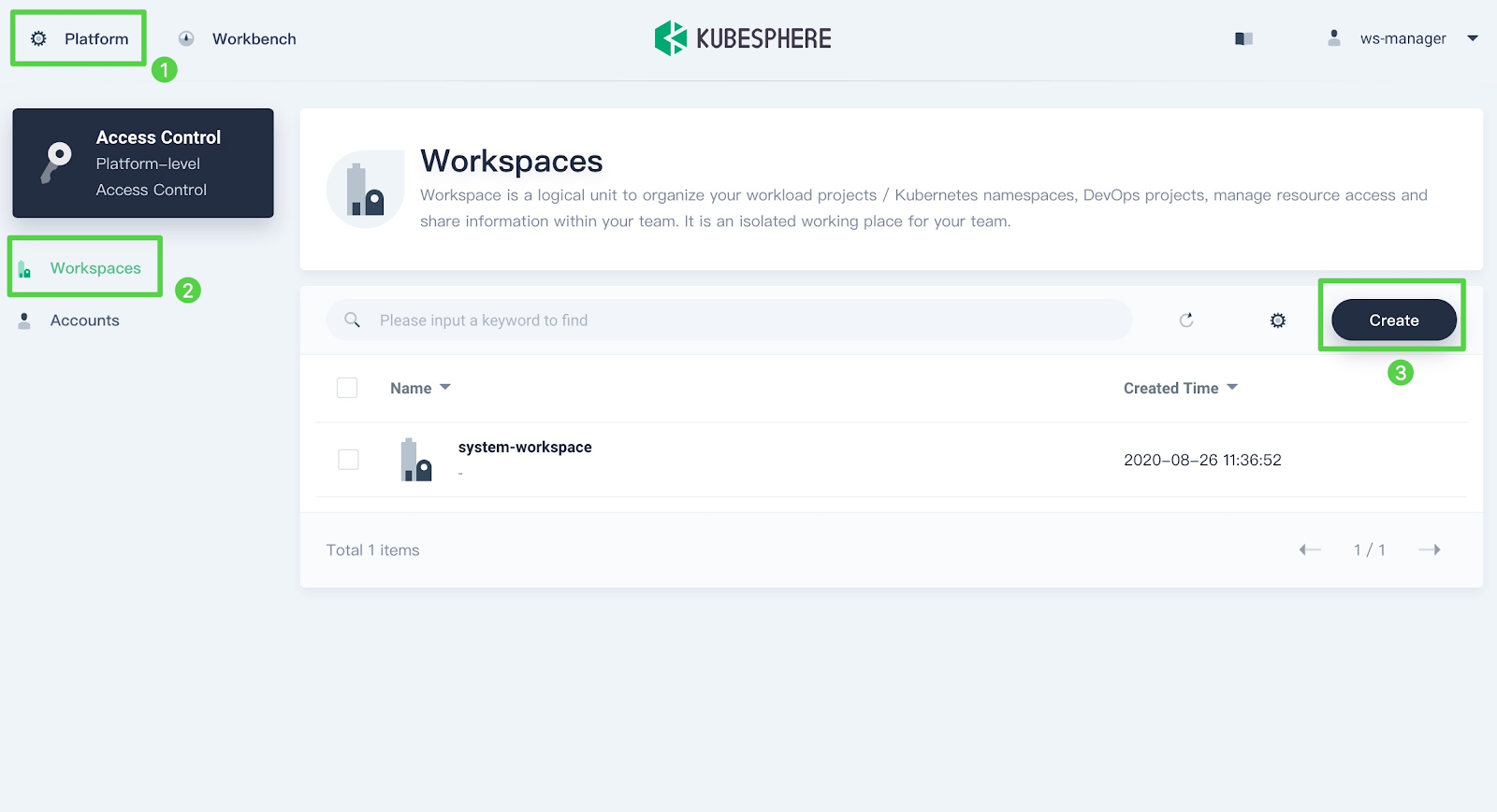 Create a new workspace