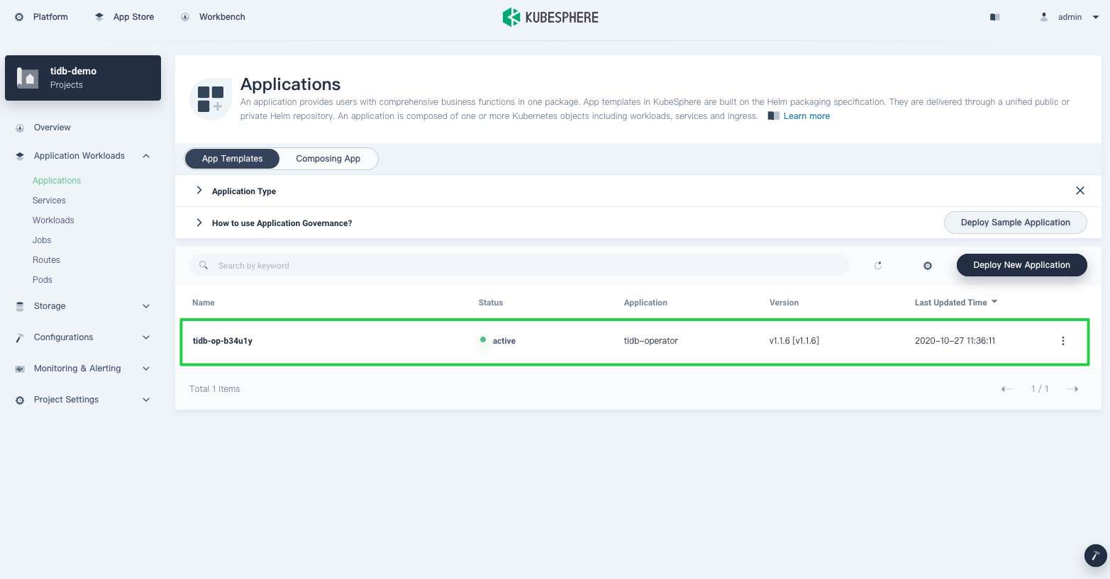 TiDB Operator is running