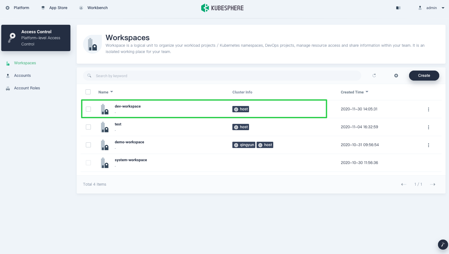 Select workspace